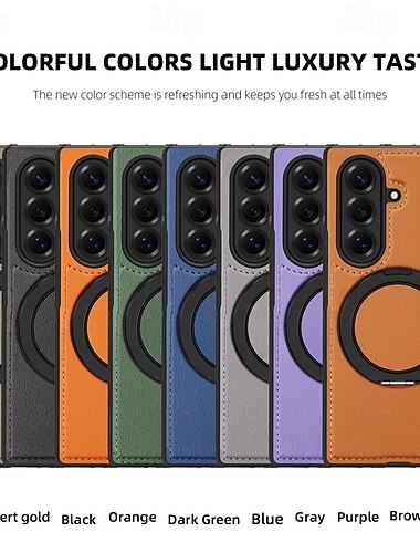  puhelin Etui Käyttötarkoitus Samsung Galaxy Z-taitto 7 Z Taita 6 Z Fold 5 Z Fold 4 Takakuori Magneetti Tukijalka Iskunkestävä Retro TPU PU-nahka