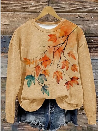  Per donna Felpa Pullover Floreale Grafico Moda Casual Manica Lunga Girocollo Top Regolari Streetwear Abbigliamento Quotidiano Casuale Stampato Blu Viola Verde Cachi Autunno Inverno