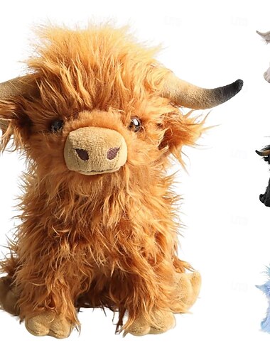  Simulace plyšové hračky skotské krávy měkké plněné realistické zvířecí hračky skotská kráva kawaii dětský dárek hračka pro chlapce a dívky narozeninový dárek