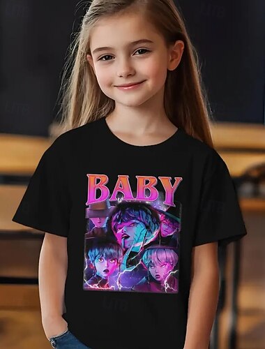  K-POP デーモンハンター サジャ ボーイズ ハントリックス トレンディなアニメスタイル かわいい女の子の夏用半袖Tシャツ 通気性と快適性 プリント 子供用ファッションTシャツ カジュアルウェア 遊び心のあるスタイル かわいいデザイン 楽しいグラフィティ