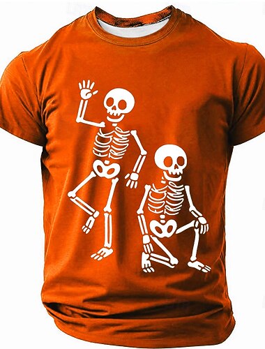  Halloween Herren Totenkopf T-Shirt Kurzarm T-Shirt 3D Druck Rundhals T-Shirt Übertrieben Designer Horror Party Straße Urlaub Schwarz Rot Blau Sommer Frühling Alle Jahreszeiten Kleidung Bekleidung S M