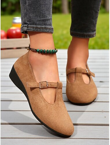  női T-pántos Mary Jane lapos talpú cipő – kényelmes csattal ellátott cipők hétköznapokra, irodai viseletre és őszi sétákra