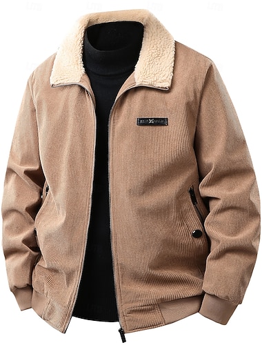  Ανδρικά Κοτλέ σακάκι Μπουφάν fleece Επίσημο Σπίτι Τσέπη Γιακάς Fleece Φθινόπωρο Χειμώνας Συμπαγές Χρώμα Βίντατζ Ουδέτερος Γιακάς Κανονικό Μαύρο Καφέ Πράσινο του τριφυλλιού Γκρίζο Σακάκια
