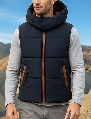  Hombre Chaleco acolchado Chaleco térmico Sin Mangas Chaleco Al aire libre Mantiene abrigado Invierno Cremallera Poliéster Negro Rojo Azul Real Caza Pesca Escalada