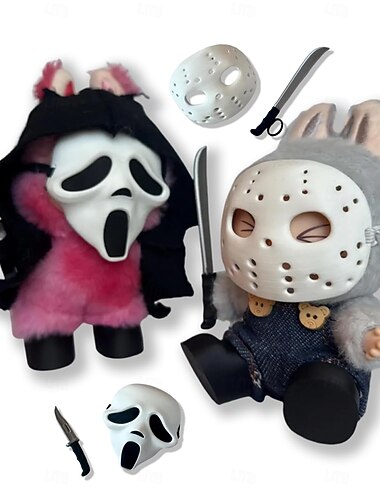  deux ensembles de vêtements de poupée de 17 cm pour Halloween, masque effrayant, accessoires de poupée, costumes d'Halloween mignons pour poupées, créez la poupée de mode de 17 cm la plus mignonne