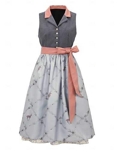  Oktoberfest Vestito Dirndl Abiti tradizionali Cameriera Bavarese Tedesco Prati Per donna Panno in stile tradizionale Vestito Grembiule Senza camicetta
