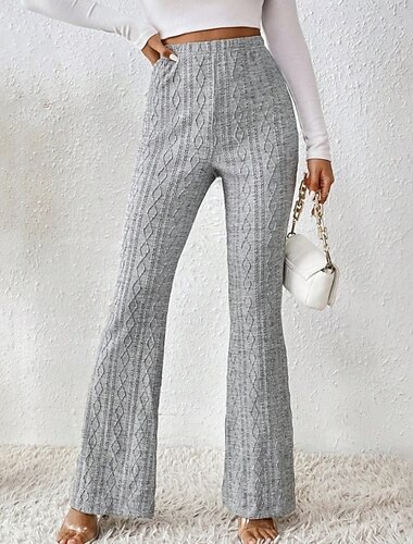  Mujer Perneras anchas Pantalones de Pana pantalones Ropa de calle Casual Longitud total Cintura Media Plano Cintura elástica Suave Calle Festivos Ropa Cotidiana Gris Claro Otoño Ajuste regular