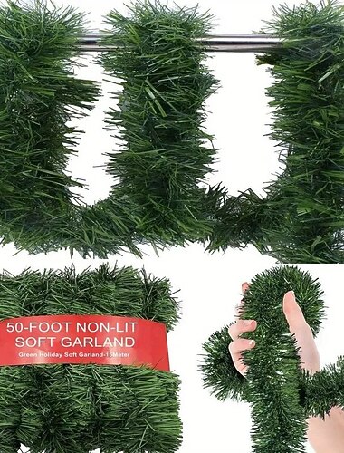  Julegirlander 14,5 m myk, uopplyst juledekorasjon i ABS-plast for innendørs og utendørs bruk – allsidige blader til trapperekkverk, peiser, døråpninger, hjemmedekor