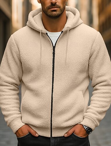  Per uomo Felpa con cappuccio Felpa con cappuccio a zip intera Felpa con cappuccio in pile Nero Blu marino Cachi Grigio Con Cappuccio Semplice Con zip Sport & Outdoor Casuale Quotidiano Streetwear