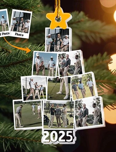  Ornamente Foto pentru Pomul de Crăciun cu Temă de Golf Cadre Acrilice 2D Decorațiuni pentru Pomul de Crăciun Cadouri pentru Familie și Prieteni