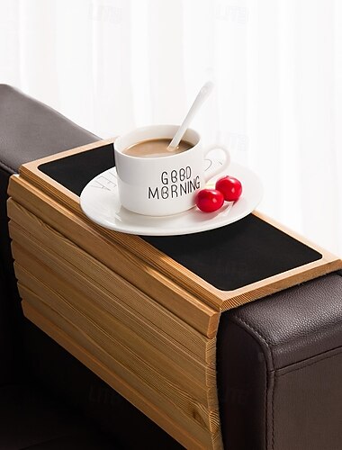  sammenleggbart armlen for sofa i heltre - beskytter &Serveringsunderlag til stue, kaffe, te, snacks - ideelt for TV-kos