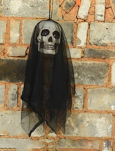 halloween géz koponya lógó szellem villogó szemekkel horror halloween dekoráció kellékek kísértetjárta házhoz bár étterem ktv dekoráció horror függő szellem medál