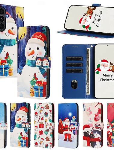  telefono Custodia Per Samsung Galaxy S25 Ultra S24 Ultra S23 Ultra A72 A52 Copertura Posteriore con Supporto Con Cinturino da Polso Slot per Carte Natale PC