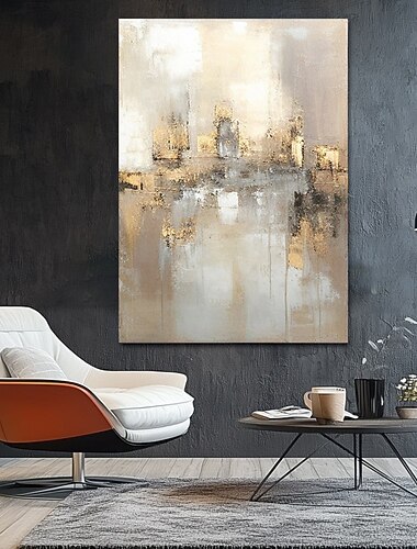  Картина маслом на холсте, выполненная вручную, в золотисто-бежевом цвете, с абстрактной текстурой, декоративные постеры, большие настенные картины с золотой фольгой, современный декор для дома,