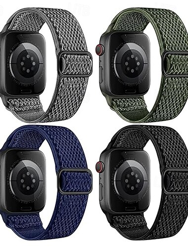  4 حزمة عصابة الرياضة متوافق مع Apple Watchband 38 مم 40 مم 41 مم 42 مم 44 مم 45 مم 49 مم جديلي قابل للبسط متنفس نايلون استبدال حزام الساعة إلى iwatch Ultra 2 Series 9 8 7 SE 6 5 4 3 2 1