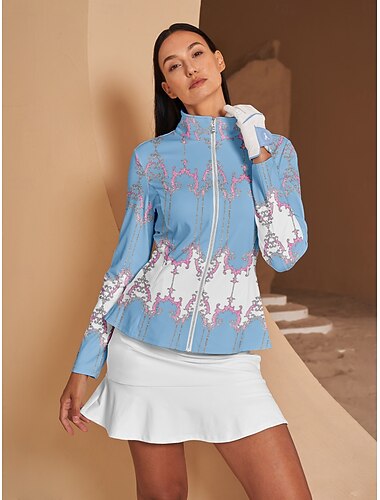 Per donna Giacca da golf Blu Manica Lunga Top Abbigliamento da golf da donna Abbigliamento Abiti Abbigliamento