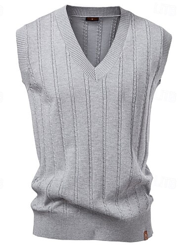  Herren Pullover Pullunder Gerippt Zopfmuster Stricken Tunika Gestrickt Schmale Passform Einfarbig V Ausschnitt Strickware Zeitgenössisch Lässig Alltagskleidung Bekleidung Winter Frühling & Herbst