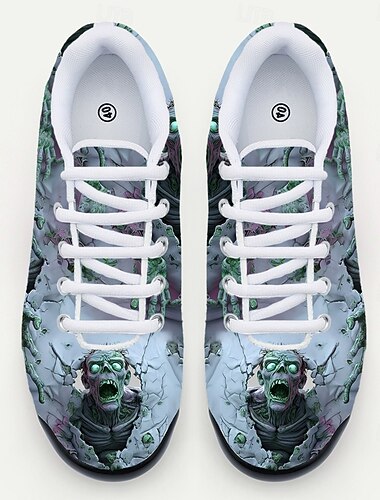  scarpe da ginnastica da uomo con stampa di zombie di Halloween: scarpe da corsa con lacci e grafica spettrale per feste in maschera e festival