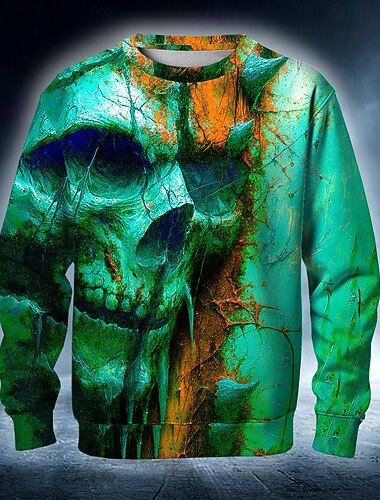  Halloween Pánské Chmurný sekáč Čert Žací stroj Mikina Punk Večírek Dlouhý rukáv Tričkový Dovolená Rubínově červená Vodní modrá Výstřih ke krku 3D Celý rok Návrhář