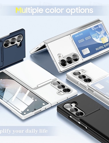  telefone Capinha Para Samsung Galaxy Dobra Z 7 Dobra Z 6 Z Fold 5 Capa traseira Pata de Apoio Slot para cartão Antichoque Retro PC