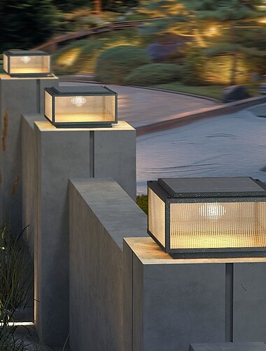  luci a led per esterni, luci a colonna per esterni in stile nordico, luci a colonna per esterni, luci a cappello per pali di recinzione, impermeabili IP54 per terrazze, adatte per pilastri in pietra