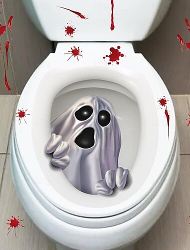  Halloween 3D spook toilet sticker – creatieve waterdichte badkamermuur &toiletdeksel sticker