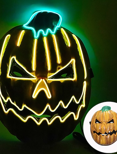  Тыква День всех святых Маски Страшный Свечение в темноте Светодиодный свет вверх Взрослые Универсальные Хэллоуин Карнавал Выступление Для вечеринок Легкие костюмы на Хэллоуин Одеваемся
