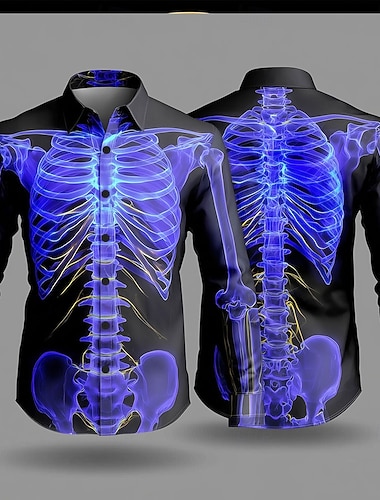 Camisa Masculina Neon Glow Skeleton Fantasias Camisa de Botão de Manga Longa Estilo Punk Gótico Escuro ao Ar Livre Férias Verão Primavera Gola Turn-Down Camisa com Impressão 3D Preta  Roxa   Camisa Masculina Neon Glow Skeleton Fantasias Camisa de Botão de Manga Longa Estilo Punk Gótico Escuro ao Ar Livre Férias Verão Primavera Gola Turn-Down Camisa com Impressão 3D Preta  Roxa