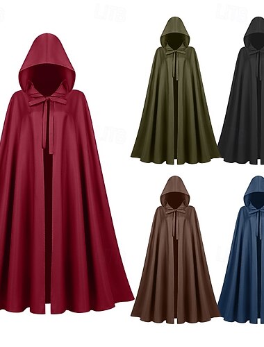  Retro Vintage Medieval Capa Bruxa Viking Ranger Fantasia Homens Mulheres Unisexo Celta Viking Noite de Walpurgis Dia Das Bruxas Carnaval Baile de Máscaras Espetáculo Palco Mascarilha Adulto
