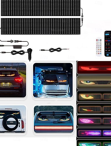  車用悪魔の目ライト、トラックのフロントガラス用悪魔の目ライト LED アイ、リモートコントロール悪魔の目トラックアニメーション LED ピクセルパネル、車のフロントガラス用 LED アイ