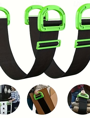  1 szt. wytrzymałych, regulowanych pasów transportowych do mebli, urządzeń, ciężkich przedmiotów z ergonomicznymi uchwytami, materiałem nośnym i plastikowym pasem nośnym