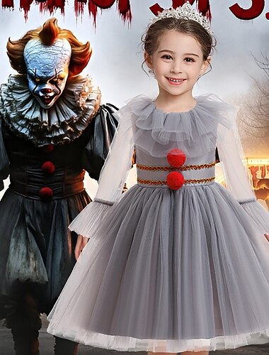  ペニーワイズ ハロウィン ドレス コスチューム チュチュ それ ホラー 怖いコスチューム 子供用 女の子 ハロウィーン カーニバル 性能 パーティー 簡単なハロウィンコスチューム ドレスアップ