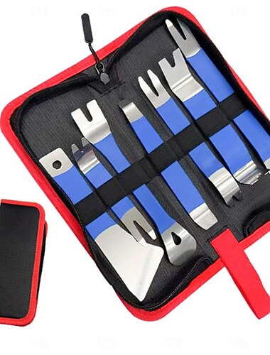  7個の車の修理用プレートツール、自動車トリム取り外しツールキット、ステンレススチール製ファスナー取り外し、車のドアクリップパネル用 &オーディオダッシュボードの分解