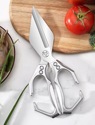 Πολυλειτουργικά ψαλίδια κουζίνας βαρέως τύπου ψαλίδια πουλερικών από ανοξείδωτο ατσάλι με εργονομική λαβή, αιχμηρά τριγωνικά ψαλίδια κουζίνας για κρέας, θαλασσινά, κοπή οστών