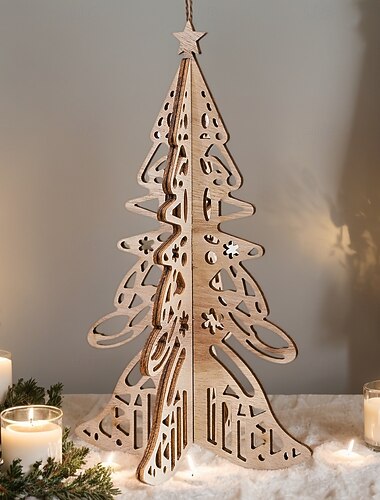  Weihnachtsschmuck aus Holz für den Baum, ausgehöhlter Weihnachtsbaumschmuck für die Inneneinrichtung, festliche Weihnachtsdekoration für Wohnzimmer, Schlafzimmer, Arbeitszimmer und Weihnachtsfeier