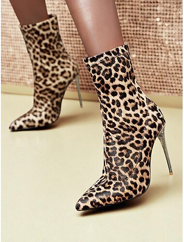  stivaletti alla caviglia con stampa leopardata da donna - stivaletti sexy con tacco alto e punta affilata per outfit da festa e discoteca