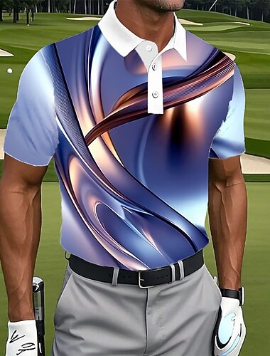  Pánské Geometrické tvary Golf Pólo Krátký rukáv Polo tričko Klopa Na běžné nošení Oblečení na atletiku Denní nošení 3D tisk Knoflíky Léto Vodní modrá Nebeská modř