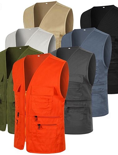  gilet da lavoro da escursionismo da uomo gilet da lavoro outdoor casual leggero con multi tasche autunno/autunno primavera viaggio cargo safari foto resistenza all'usura gilet traspirante giacca cappotto top