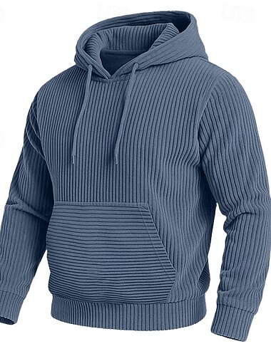  Herren Kapuzensweatshirt Kord Pullover Kapuzensweatshirt Marineblau Blau Kamel Orange Braun Mit Kapuze Einfach Strukturiert Sport & Outdoor Lässig Täglich Streetwear Cool Sportbekleidung Frühling