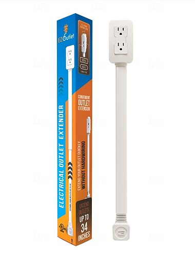  コンセント延長器。届きにくいコンセントにアクセスするために、ソファ、ナイトスタンド、机などの後ろで使用できます。