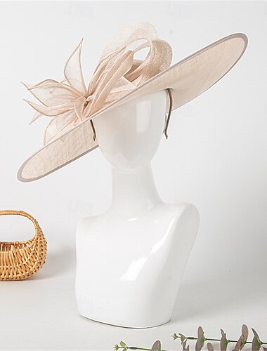  Hatter Sinamay Solhatt Bryllup Ferie Te Fest Hesteløp cocktail Elegant Årgang Solbeskyttelse Med Kasket Blomster Hodeplagg Hodeplagg