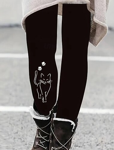  Per donna Pantaloni Leggings Leggings comodi Streetwear Casual Lunghezza intera Vita Alta Gatto Elastico in vita Stampato Traspirabilità Confortevole Elasticizzato Vacanza Streetwear Abbigliamento