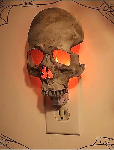  ανθρώπινο φως κρανίου, νυχτερινό φως για το Halloween, νυχτερινό φως κρανίου για το Halloween, φρικτή διακόσμηση φωτισμού για πάρτι Halloween και διακόσμηση σπιτιού