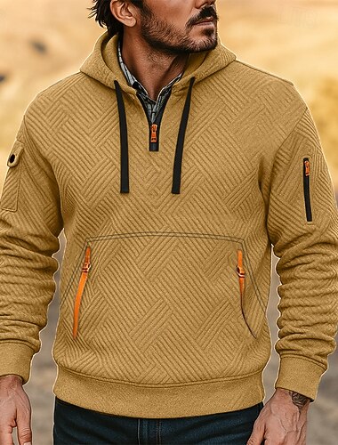  Herren Kapuzensweatshirt Viertelreißverschluss Kapuzensweatshirt Fleece Kapuzensweatshirt Taktischer Kapuzensweatshirt Schwarz Weiß Rote Blau Khaki Mit Kapuze Einfach Reißverschluss Strukturiert