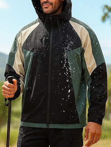  Homme Coupe-Vent Veste softshell Veste de randonnée Extérieur Imperméable Coupe-vent Tenues de randonnée Vêtements de randonnée Printemps Automne Top Camping / Randonnée / Spéléologie Course Patchwork