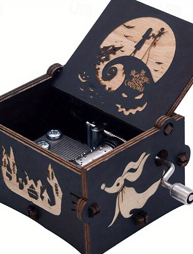  "The Nightmare Before Christmas", carillon vintage a manovella con melodia automatica a otto toni di Hollywood, tema "This is Halloween", festa perfetta &regalo di compleanno per divertimento