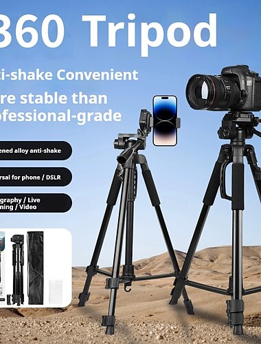  Treppiede per fotocamera in lega di alluminio, treppiede per fotocamera DSLR leggero da 64 pollici con clip universale per telefono, per riprese vlog, trasmissioni in diretta, viaggi all'aperto,