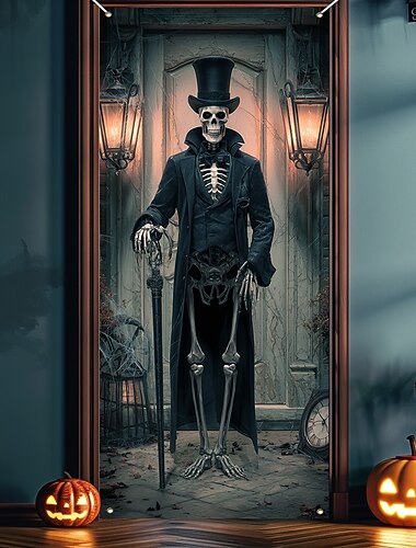  Καλύμματα πόρτας για το Halloween, ταπισερί πόρτας, διακόσμηση κουρτίνας πόρτας, φόντο, πανό πόρτας για μπροστινή πόρτα, αγροικία, πάρτι διακοπών, εσωτερική και εξωτερική διακόσμηση, είδη
