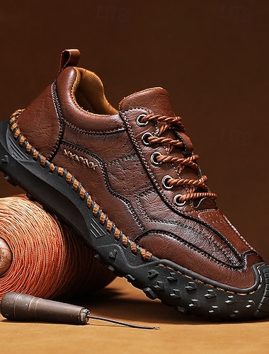  Herren-Retro-Sneaker im Lederlook, lässig, zum Schnüren, niedrig geschnitten, dicke Sohle, braun