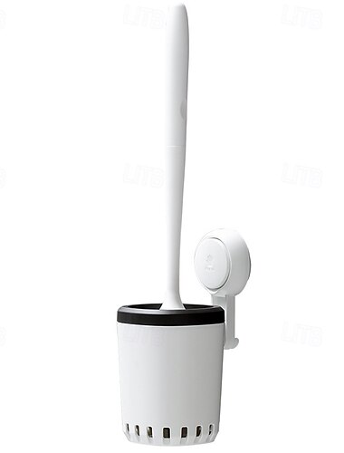  Cepillo de inodoro Taili para montar en la pared, cepillo de inodoro con ventosa y cerdas de silicona, cepillo de inodoro y soporte con soporte ventilado, cepillo limpiador de inodoro